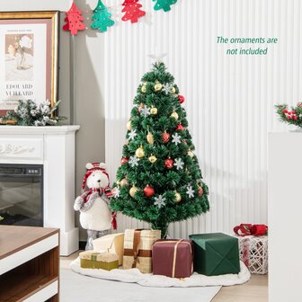Kerstboom groen - 120 cm - LED - Kunstkerstboom met Glasvezel Kleurwisselaar - en LED Sneeuwvlokken