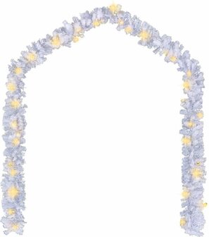 Guirlande met led verlichting - 5 meter &ndash; wit &ndash; inclusief kerstballen &ndash; kerstslinger - warm wit - kerstversiering - voor binnen en buiten