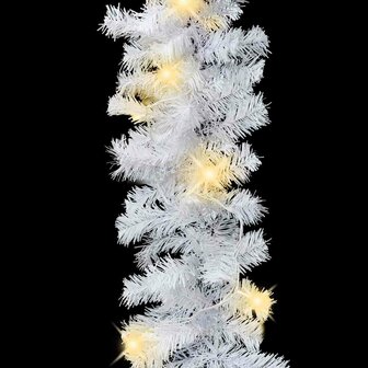 Guirlande met led verlichting - 5 meter &ndash; wit &ndash; inclusief kerstballen &ndash; kerstslinger - warm wit - kerstversiering - voor binnen en buiten