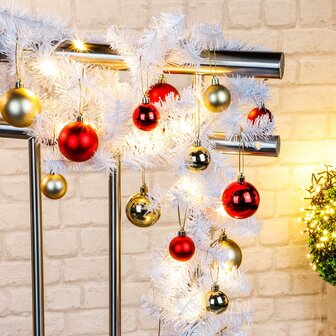 Guirlande met led verlichting - 5 meter &ndash; wit &ndash; inclusief kerstballen &ndash; kerstslinger - warm wit - kerstversiering - voor binnen en buiten