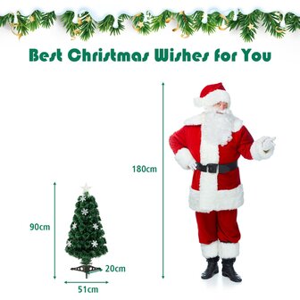 Kerstboom groen - 90 cm - LED - Kunstkerstboom met Glasvezel Kleurwisselaar - en LED Sneeuwvlokken