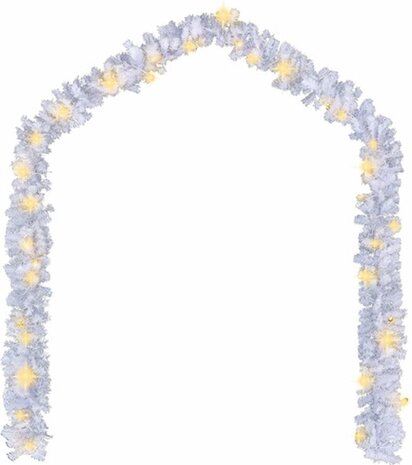 Guirlande met led verlichting - 5 meter – wit – inclusief kerstballen – kerstslinger - warm wit - kerstversiering - voor binnen en buiten